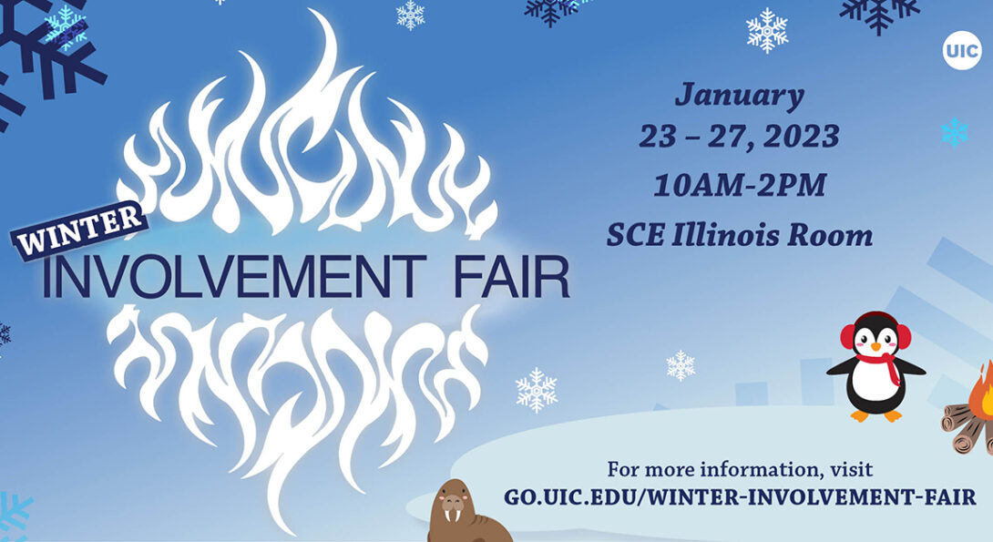 image of winter involvement fair dates January 23 through 27th 10am-2pm in SCE IL room