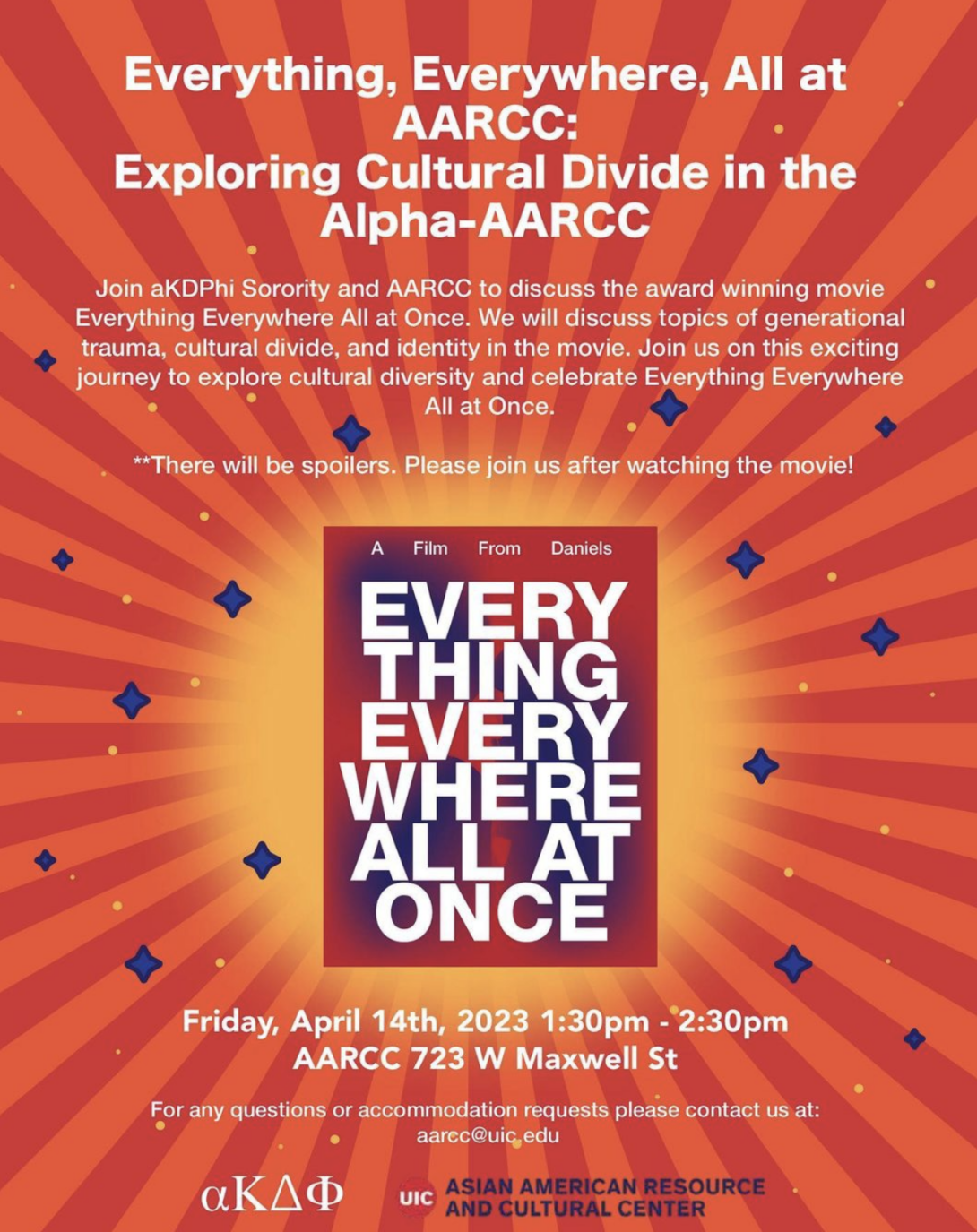 Everything Everywhere All at AARCC: Exploring Cultural Divide in the Alpha presented by alpha Kappa Delta Phi AARCC | Center for Student Involvement | University of Illinois Chicago
