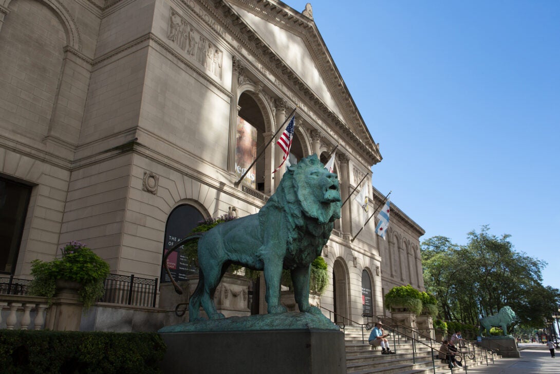 Lions. Bronze with Green patina.