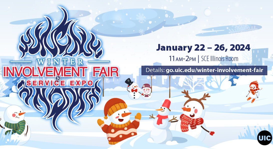 image of winter involvement fair dates January 23 through 27th 10am-2pm in SCE IL room